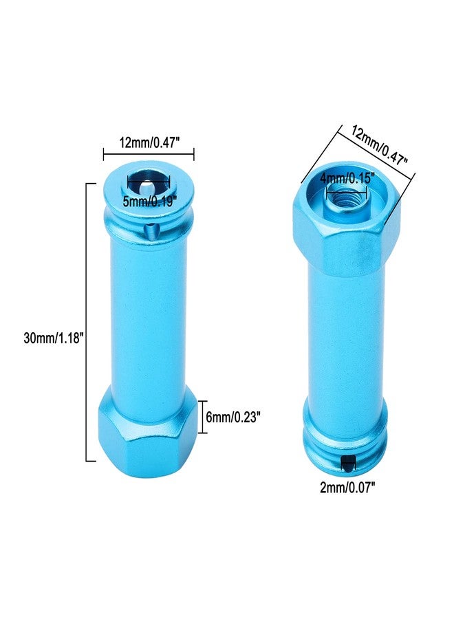 Rchobbytop Pack of 4 Aluminum 12mm Wheel Hub Hex Adapters 30mm Extension Offset Upgrade Parts for Traxxas Slash 4x4 HQ 727 1/10 RC Short Course Truck, Blue - Image 2